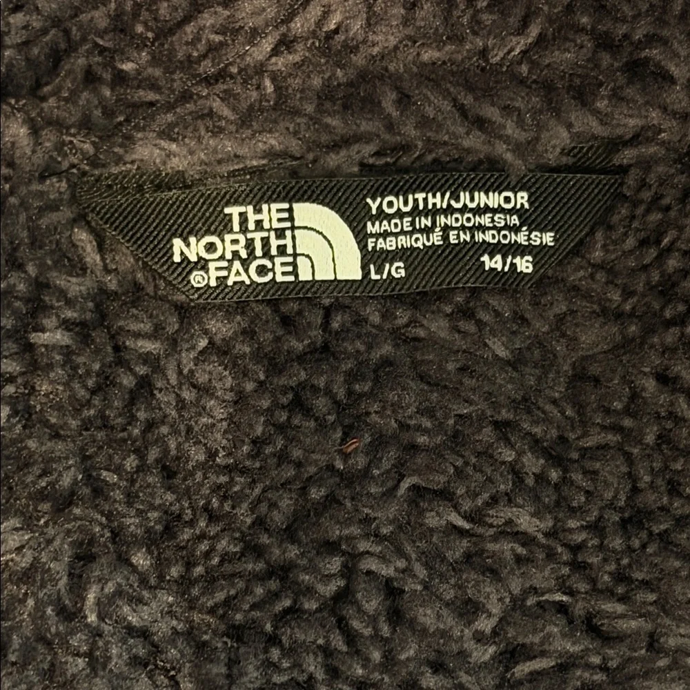 The North Face Puffer Charcoal and Black Hooded Jacket Boys - Picture 2 of 4